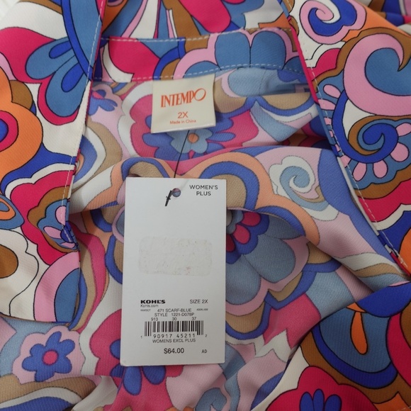 Intempo Women's midi wrap multicolor dress resort wear plus size 2X NWT - Picture 8 of 11